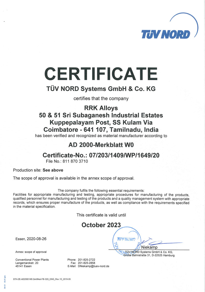 AD 2000 – W0 Certificate