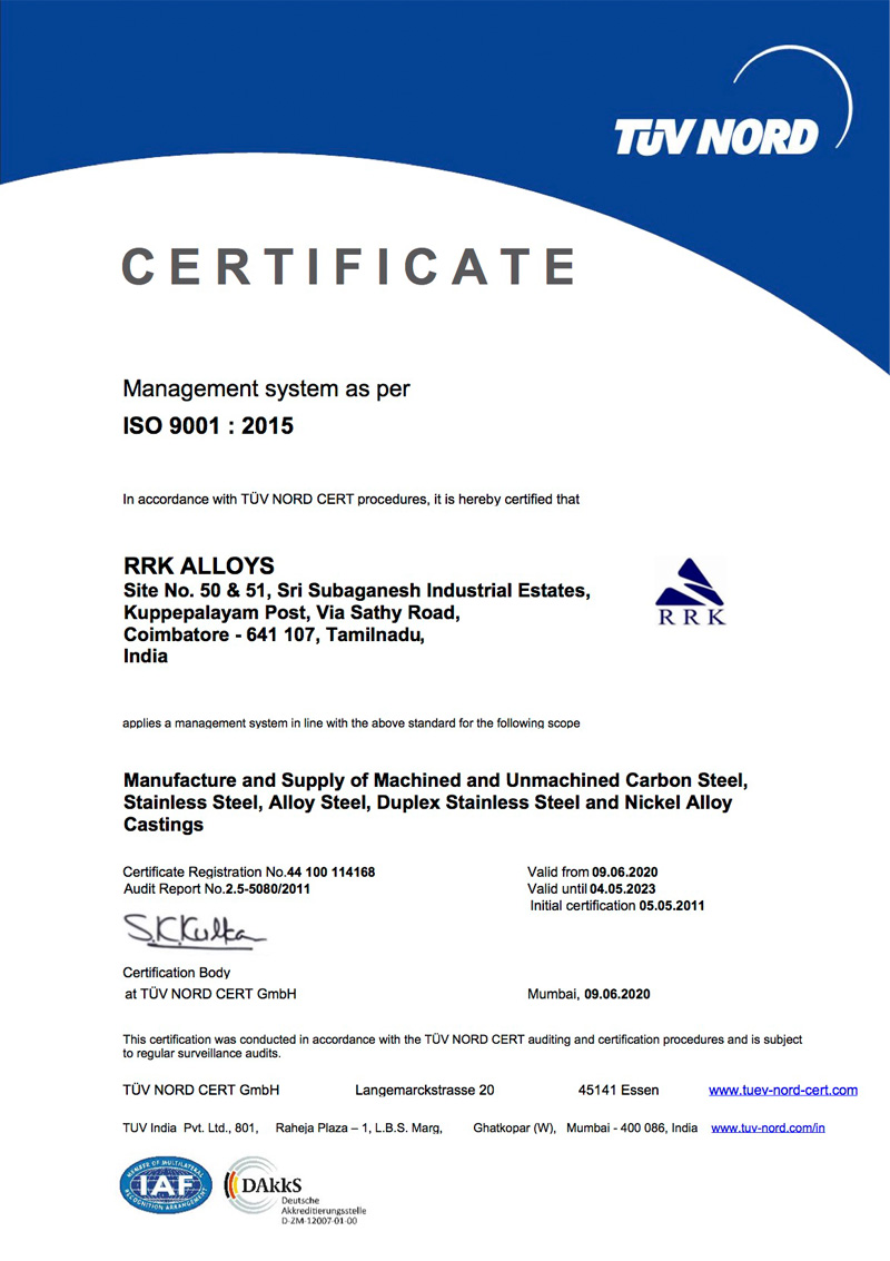 ISO 9001 : 2015 Certificate